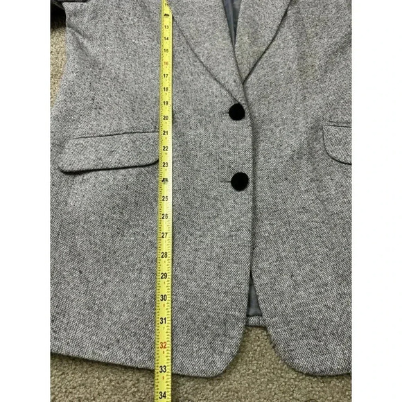 CROSS COUNTRY Vintage Women Gray Wool Blend Blazer Jacket Velvet Trim Office 20T - Picture 9 of 10